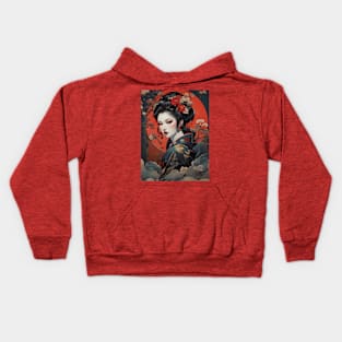 Japanese vampire girl in ukiyo e style Kids Hoodie